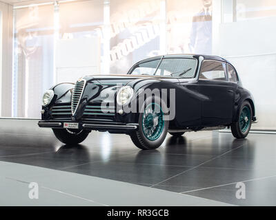 ARESE, ITALY-FEBRUARY 13, 2019: 1947 6C 2500 S Sport 'Freccia d'Oro' in the Alfa Romeo Museum (Museo Storico Alfa Romeo) Stock Photo