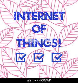 Word writing text Internet Of Things. Business concept for interconnection via Internet computing devices embedded Collection of Leaves Outline Isolat Stock Photo