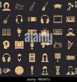 Musical instrument icons set, simple style Stock Vector