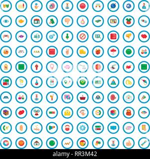 100 choice icons set, cartoon style Stock Vector