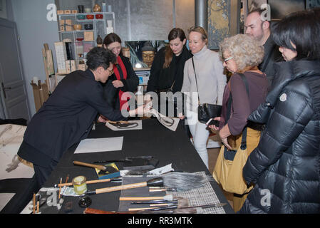 Event in Paris - Kuro & Shiro / Black & White / Noir & Blanc - Organized by the gallery L'embrasser. Stock Photo