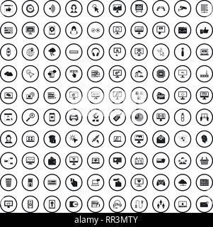 100 internet icons set in simple style Stock Vector