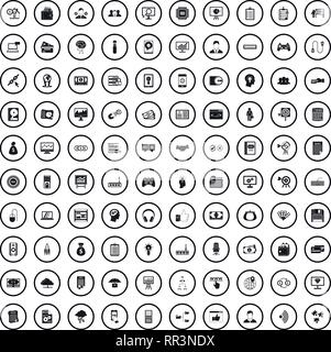 100 IT business icons set, simple style  Stock Vector