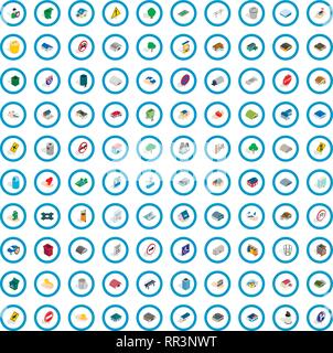 100 city icons set, isometric 3d style Stock Vector