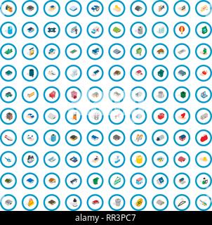 100 city element icons set, isometric 3d style Stock Vector