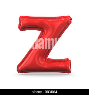 Red letter Z made of inflatable balloon isolated on white background. 3D rendering Stock Photo