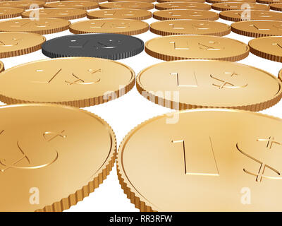 gold 1$ coin carpet on white background Stock Photo