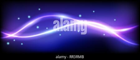 Glowing background with neon sparkle curved lines Stock Vector
