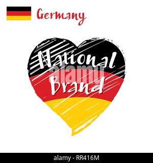 Vector flag heart of Germany, National Brand. Stock Vector