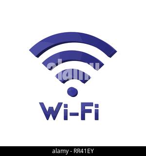 Wi-fi technology. Wireless Internet. Blue icon. Vector illustration. Stock Vector