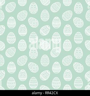 Seamless pattern of white easter egg vector flat icons painted in traditional style. Eggs isolated vector. Easter eggs for Easter holidays design. Egg Stock Vector