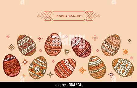 Easter eggs vector flat icons painted in traditional style. Eggs isolated vector. Easter eggs for Easter holidays design. Eggs icons flat modern style Stock Vector
