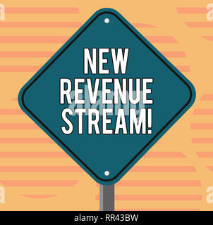 Word writing text New Revenue Stream. Business concept for money company receives selling particular product service Blank Diamond Shape Color Road Wa Stock Photo