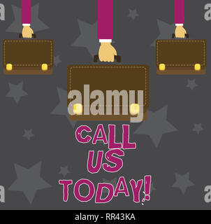 Handwriting text Call Us Today. Concept meaning Make a telephone calling to ask for advice or support Stock Photo