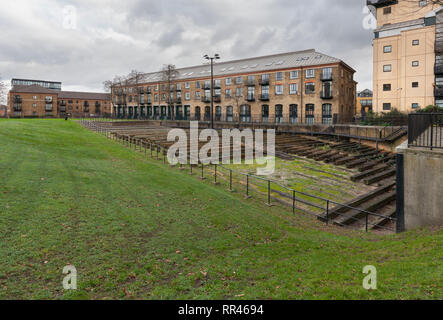 Millwall, Isle of Dogs,  London the site where Brunel's ship SS Great Eastern’s was built Stock Photo