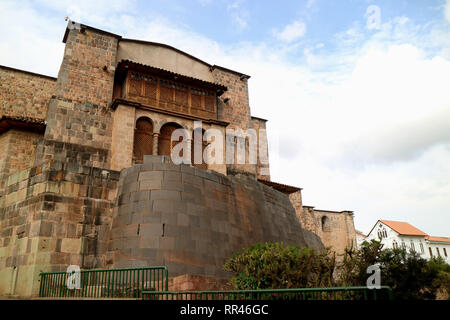 Coricancha or the Temple of the Sun of the Incas with the Convent of Santo Domingo Church built above, Archaeological site in Cusco, Peru Stock Photo