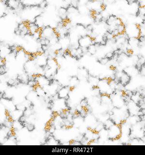 Marble texture with gold specks. Abstract golden glitter marbling seamless pattern for fabric, tile, interior design or gift wrapping . Realistic busi Stock Vector