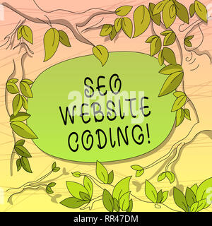 Conceptual hand writing showing Seo Website Coding. Business photo showcasing create site in way make it more visible to search engine Tree Branches S Stock Photo