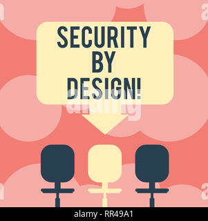 Writing note showing Security By Design. Business photo showcasing software has been designed from foundation to safe Space Color Arrow Pointing to On Stock Photo