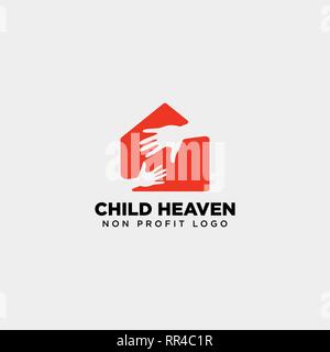 hand home charity logo template vector illustration icon element isolated - vector Stock Vector