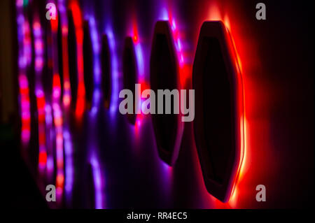 Hexagonal, coloured lights Stock Photo
