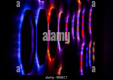 Hexagonal, coloured lights Stock Photo
