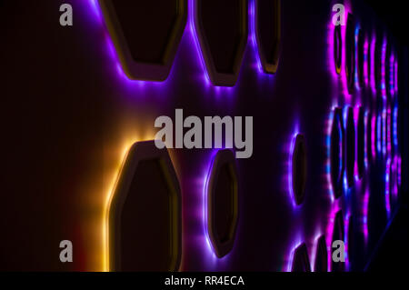 Hexagonal, coloured lights Stock Photo