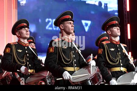 Moscow, Russia. 22nd Feb, 2019. A Russian Army band plays during a gala marking Defender of the Fatherland Day at the State Kremlin Palace February 22, 2019 in Moscow, Russia. Credit: Planetpix/Alamy Live News Stock Photo