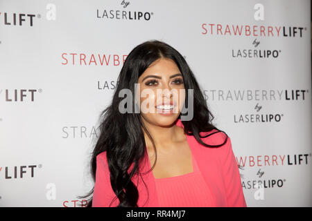 London, UK. 24th Feb, 2019. Cara De La Hoyde Love Island winner in 2016 attends Professional Beauty London show which opens at Excel, London. It is the UK's biggest beauty and spa trade show with everything from skincare to nails, spa to fitness, make-up to waxing, tanning, beauty and hair equipment. It is open all weekend and one of the main benefits of attending this exhibition is that you can check out the latest developments, get your hands on new products, compare prices and see live demonstrations all under one roof! Credit: Keith Larby/Alamy Live News Stock Photo