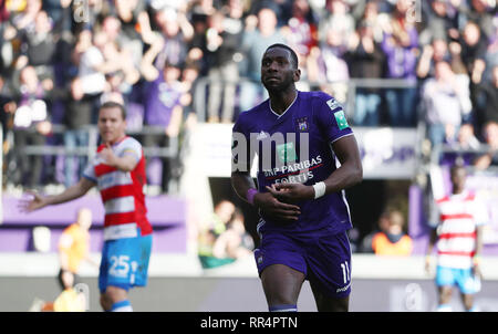 Anderlecht's Yannick Yala Bolasie looks dejected during a soccer match  between RSC Anderlecht and Club Brugge KV, Sunday 24 February 2019 in  Brussels, on the 27th day of the 'Jupiler Pro League