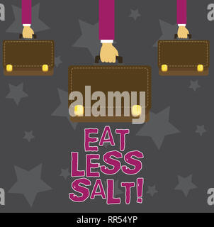 Handwriting text Eat Less Salt. Concept meaning Reduce the amount of sodium in your diet eating healthy Stock Photo