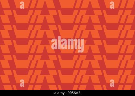 Seamless, abstract background pattern made with geometric shapes in red and orange colors. Decorative vector art. Stock Vector