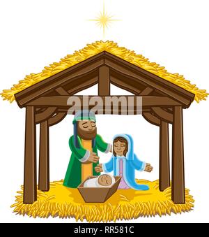 Nativity Scene Christmas Cartoon Stock Vector