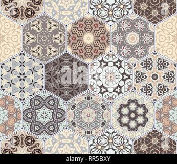 Abstract hexagonal tile mosaic background design Stock Vector Image ...