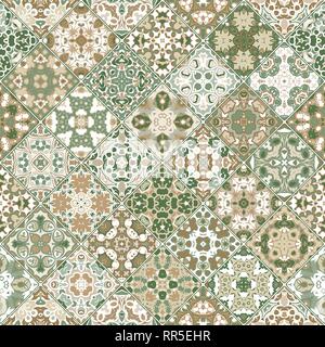 Square decorative seamless patterns in ethnic style in a diagonal set of tiles. The rich decoration of abstract ornaments for construction of fabric o Stock Vector
