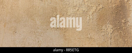 Plastered wall background, beige brown color, rough texture, banner Stock Photo