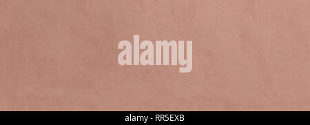 Stucco painted wall texture background, beige brown color, italian style, banner Stock Photo