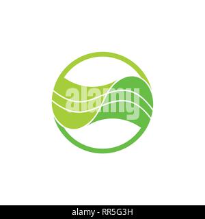 linked leaf stripes geometric logo vector Stock Vector