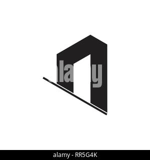 abstract letter n 3d geometric logo vector Stock Vector