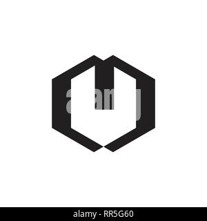 letter m hexagonal geometric logo Stock Vector