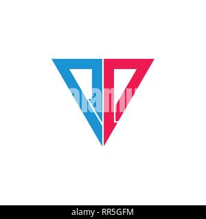 triangle down arrow geometric line logo vector Stock Vector
