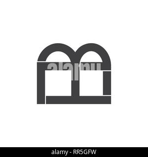 abstract letter m store front building design logo Stock Vector