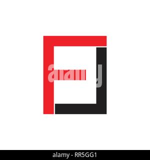 abstract letters fl simple square geometric logo Stock Vector