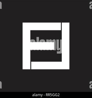 abstract letters fl simple square geometric logo Stock Vector
