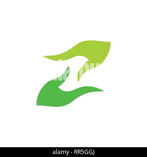 abstract hand palm care green leaf design logo vector Stock Vector