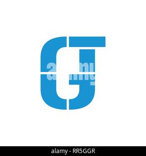 abstract letter gt simple geometric logo vector Stock Vector