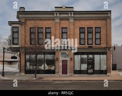 Old classic bank style building in a small town Stock Photo