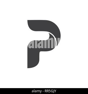 letter p curves geometric 3d logo vector Stock Vector