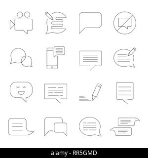 Set of Message Related Vector Line Icons. SMS, chat, message, speech, video mms and other. Stock Vector