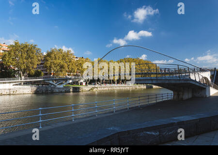 Zubizuri bridge over the Nervion river in Bilbao, Spain Stock Photo